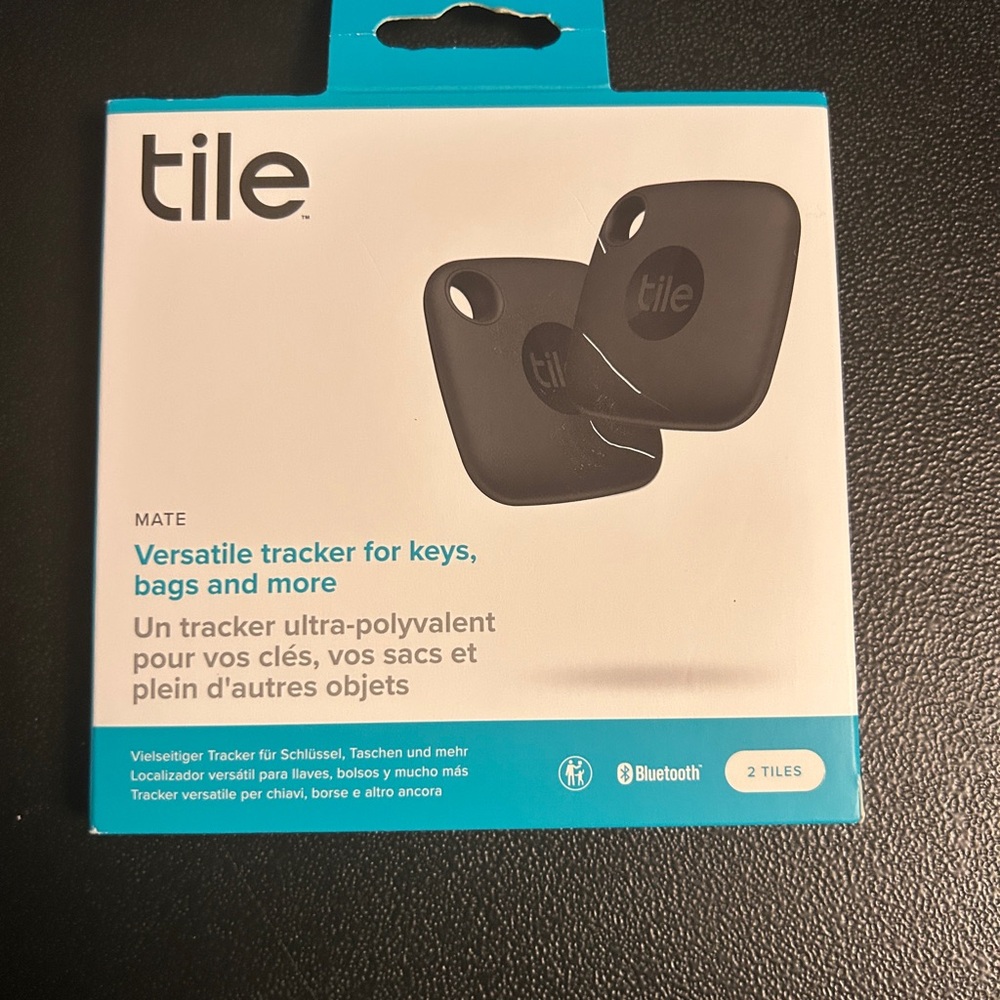 Tile Mate Black Bluetooth Tracker for Essentials, 2 pack